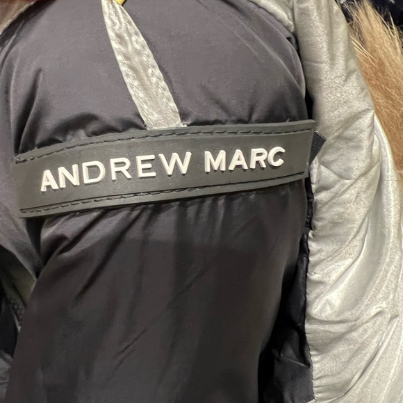 Andrew Marc Silver Puffer Jacket with Faux Fur Hood - Picture 11 of 16